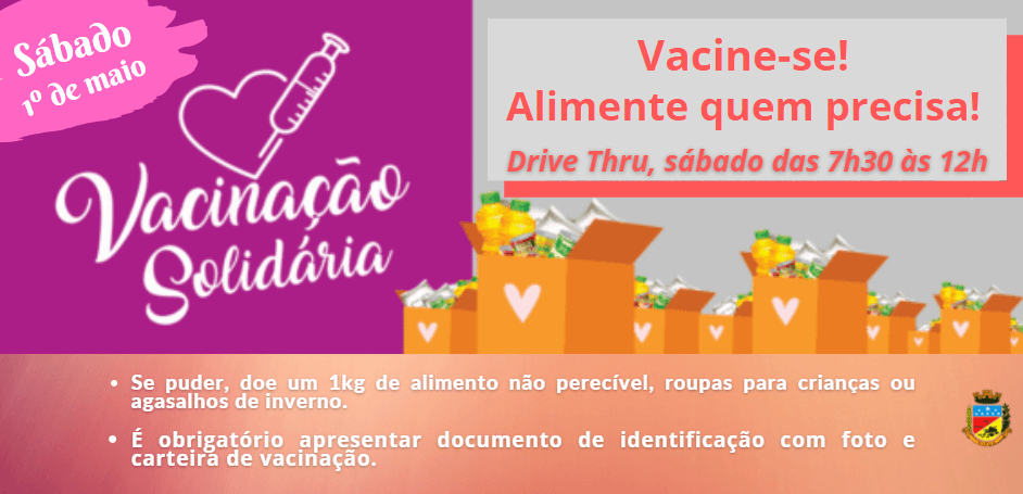 Vacinação Solidária com segunda dose para pessoas de 65 anos/mais